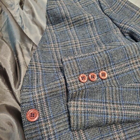 VTG Boston Traveler Gray Plaid Office Wool Academia Classic Suit Blazer Skirt 9 - Picture 5 of 16